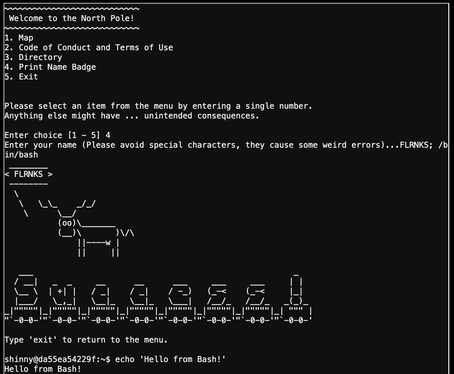Command Injection in Kringle Kiosk