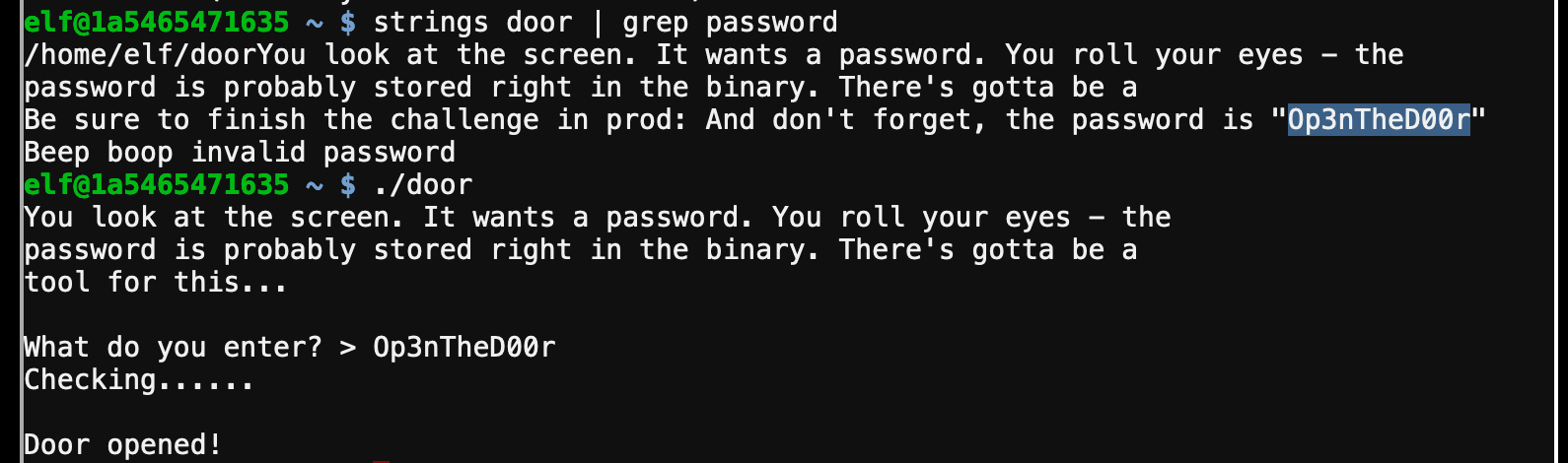 Door Unlock Terminal Challenge