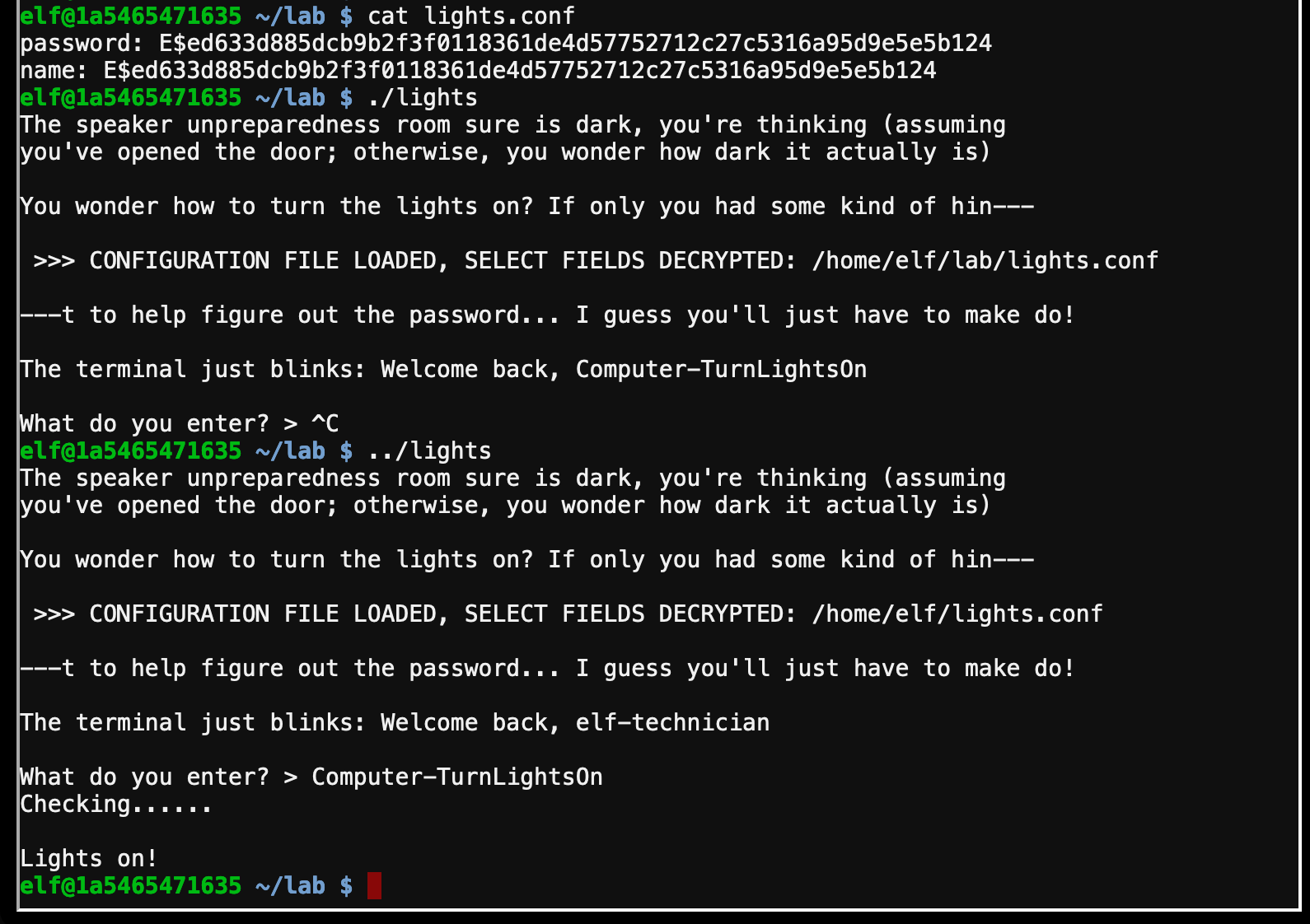Turn On Lights Sub-Challenge